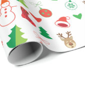 Weihnachts-Wrapping Paper mit Weihnachtsfiguren Geschenkpapier (Rolleneckpunkt)