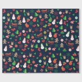 Weihnachts-Wrapping Paper mit Weihnachtsfiguren Geschenkpapier (Flach)