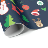 Weihnachts-Wrapping Paper mit Weihnachtsfiguren Geschenkpapier (Rolleneckpunkt)