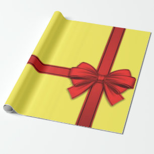 Weihnachts-Wrapping Paper Red Bow Yellow Geschenkpapier