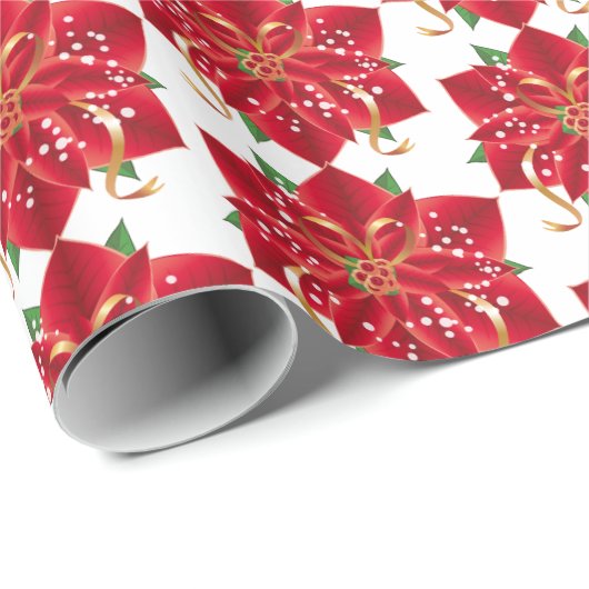 Weihnachts-Wrapping Paper Red Poinsettia Geschenkpapier (Rolleneckpunkt)