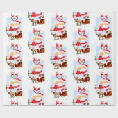 Weihnachts-Wrapping Paper Santa Claus, Mrs. Claus Geschenkpapier (Flach)