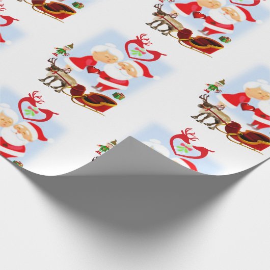 Weihnachts-Wrapping Paper Santa Claus, Mrs. Claus Geschenkpapier (Ecke)