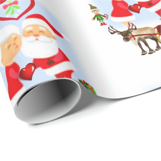 Weihnachts-Wrapping Paper Santa Claus, Mrs. Claus Geschenkpapier (Rolleneckpunkt)