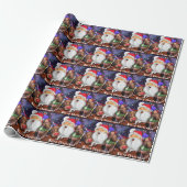 Weihnachts-Wrapping Paper Santa mit Rentierern Geschenkpapier (Ungerollt)