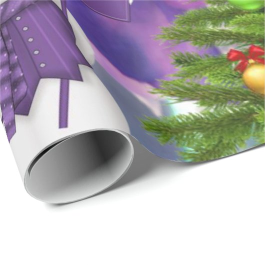 Weihnachts-Wrapping Paper Snowman Lila Geschenkpapier (Rolleneckpunkt)