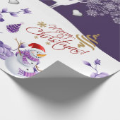 Weihnachts-Wrapping Paper Snowman Lila Geschenkpapier (Ecke)