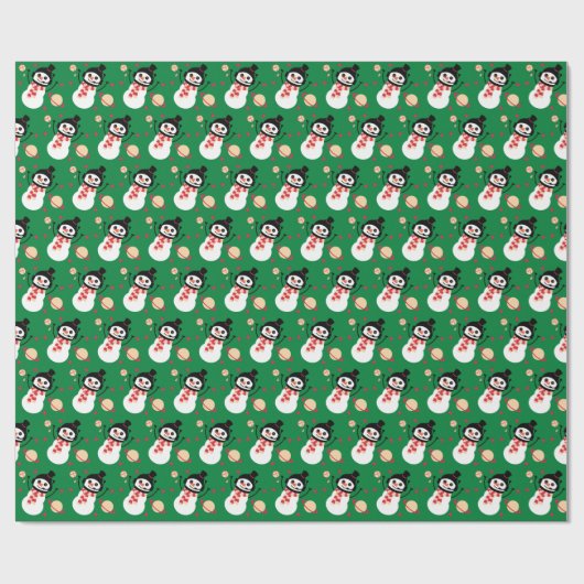 Weihnachts-Wrapping Paper - Space Snow Man (Green) Geschenkpapier (Flach)