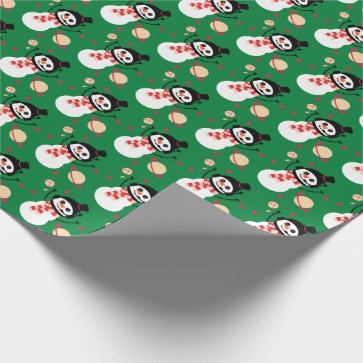 Weihnachts-Wrapping Paper - Space Snow Man (Green) Geschenkpapier (Ecke)
