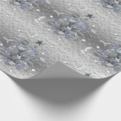 Weihnachts-Wrapping Papier Blue Silver Tree Herz Geschenkpapier (Ecke)