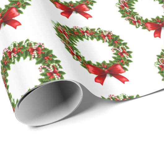 Weihnachts-Wrapping Papier Candy Cane Wreath Geschenkpapier (Rolleneckpunkt)