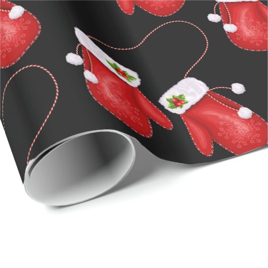 Weihnachts-Wrapping Papier Holiday Mittens Geschenkpapier (Rolleneckpunkt)