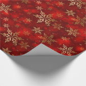Weihnachts-Wrapping Papier-Red & Gold Snowflakes Geschenkpapier (Ecke)