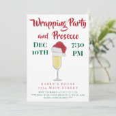 Weihnachts-Wrapping-Party und Prosecco Ladys Night Einladung (Stehend Vorderseite)