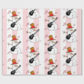 Weihnachts-Wrapping Pink & White Strip Schneemann Geschenkpapier (Flach)