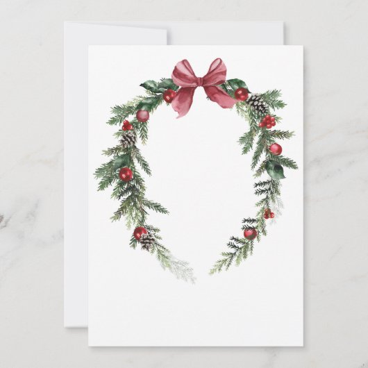 Weihnachts-Wreath-Dusty Blauer Winterfest Hochzeit Einladung (Rückseite)