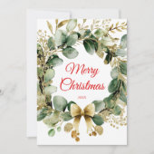 Weihnachts-Wreath Eukalyptus Grüne Elegant Feiertagskarte (Vorderseite)