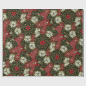 Weihnachts-Wreath-Green-Gold mit Red Star Geschenkpapier (Flach)