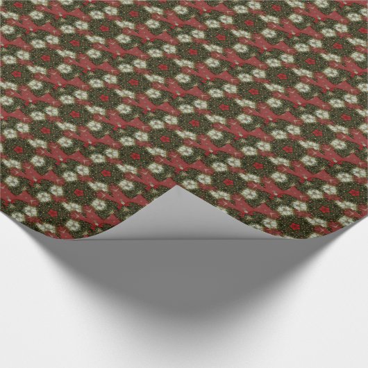 Weihnachts-Wreath-Green-Gold mit Red Star Geschenkpapier (Ecke)