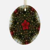 Weihnachts-Wreath-Green-Gold mit Red Star Keramik Ornament (Rechts)