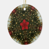 Weihnachts-Wreath-Green-Gold mit Red Star Keramik Ornament (Links)