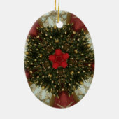 Weihnachts-Wreath-Green-Gold mit Red Star Keramik Ornament (Hinten)