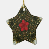 Weihnachts-Wreath-Green-Gold mit Red Star Keramik Ornament (Links)