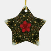 Weihnachts-Wreath-Green-Gold mit Red Star Keramik Ornament (Hinten)