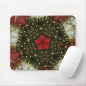 Weihnachts-Wreath-Green-Gold mit Red Star Mousepad (Mit Mouse)