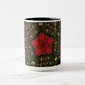 Weihnachts-Wreath-Green-Gold mit Red Star Tasse (Zentrum)
