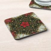 Weihnachts-Wreath-Green-Gold mit Red Star Untersetzer (Linke Seite)