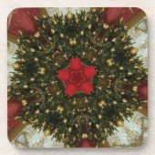 Weihnachts-Wreath-Green-Gold mit Red Star Untersetzer (Vorderseite)