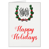 Weihnachts-Wreath-Happy Holidays Weihnachtskarte (Vorne)