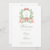 Weihnachts-Wreath-Monogramm-Hochzeitsprogramm Programm (Vorne/Hinten)