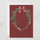 Weihnachts-Wreath Red Green Winter Festival Hochze Einladung (Rückseite)
