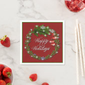Weihnachts-Wreath Red Happy Holidays Napkins Serviette (Beispiel)