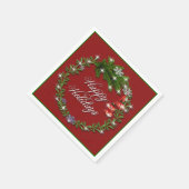 Weihnachts-Wreath Red Happy Holidays Napkins Serviette (Ecke)