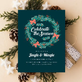 Weihnachts-Wreath-Roten Gingham-Feiertag Einladung