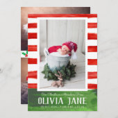 Weihnachts-Wunder 3 Foto Roter Grüner Streifen Geb Ankündigung (Vorne/Hinten)