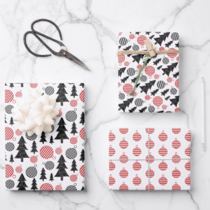 Weihnachts Wunderland rot und weiß Geschenkpapier Set