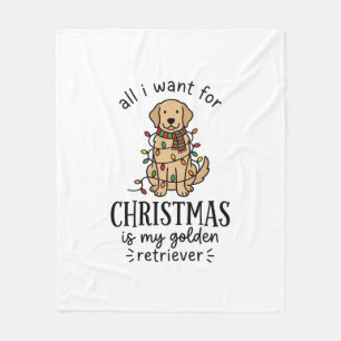 Weihnachts-Wunschliste-Design für Golden Retriever Fleecedecke