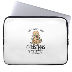 Weihnachts-Wunschliste-Design für Golden Retriever Laptopschutzhülle