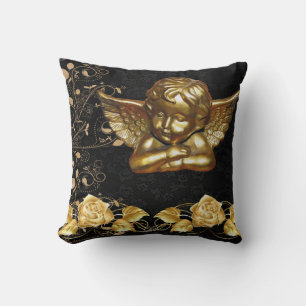 Weihnachts-Wurfkissen, Goldener Engel Floral Kissen