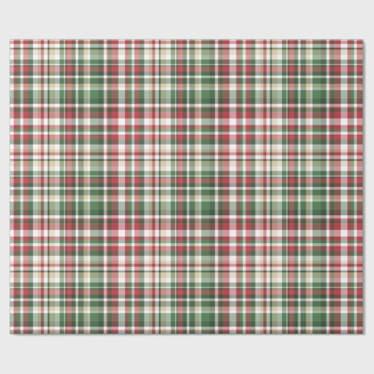 Weihnachts XMAS Kariert Tartan Red Gre Wrapping Pa Geschenkpapier (Flach)
