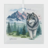 Weihnachts-Yellowstone Wolf-Glasschmuck Ornament Aus Glas (Vorderseite)
