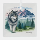Weihnachts-Yellowstone Wolf-Glasschmuck Ornament Aus Glas (Rückseite)
