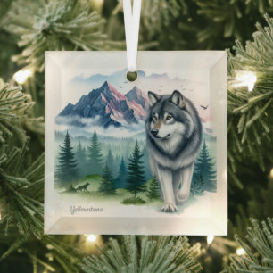 Weihnachts-Yellowstone Wolf-Glasschmuck Ornament Aus Glas