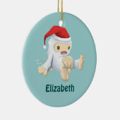 Weihnachts-Yeti-Puppe Eine Weihnachtsmannmütze tra Keramik Ornament (Rechts)