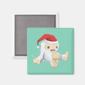 Weihnachts-Yeti-Puppe Eine Weihnachtsmannmütze tra Magnet (Vorderseite/Rückseite)