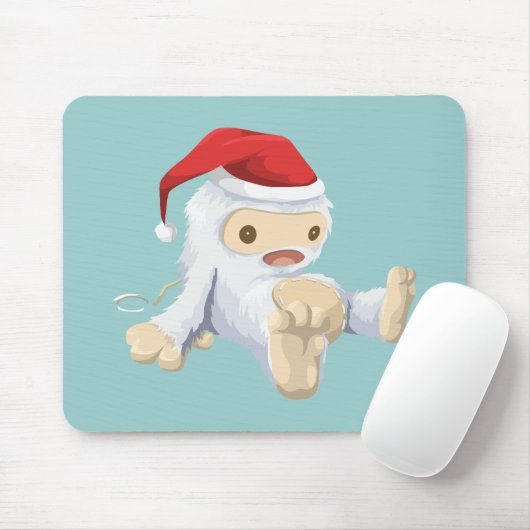 Weihnachts-Yeti-Puppe Eine Weihnachtsmannmütze tra Mousepad (Mit Mouse)